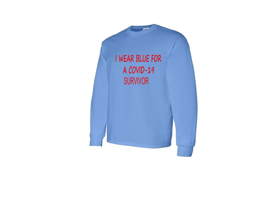 Light Blue Long Sleeve Covid 19 100% Cotton Tshirt
