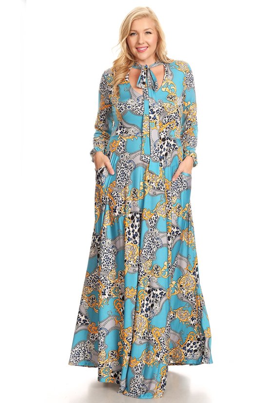 Leopard leaf pattern maxie dress 1950AP